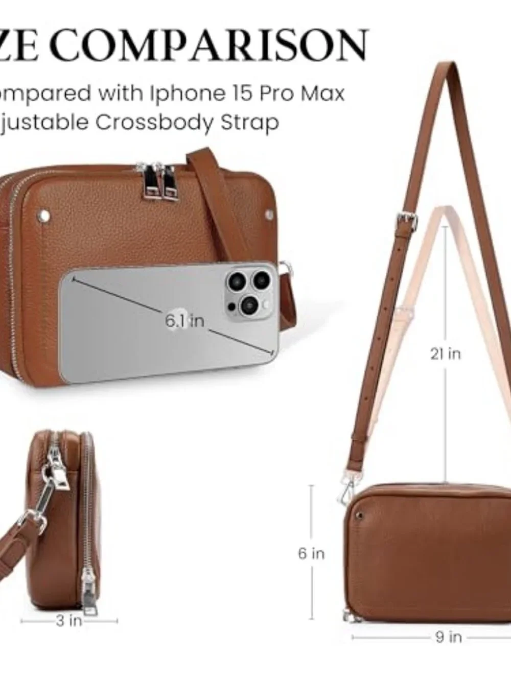 Genuine Leather Crossbody Bags for Women, RFID Leather Purses